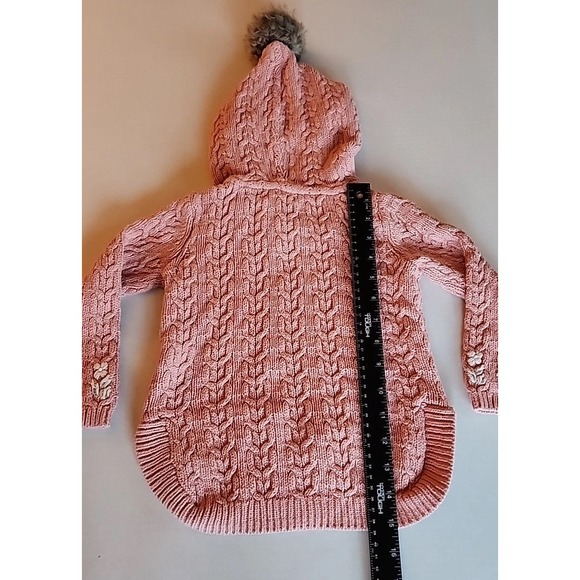 Cupcakes & Cashmere Cable Knit Sweater Hoodie Floral Embroidery Pink Toddler 24M - Picture 5 of 10